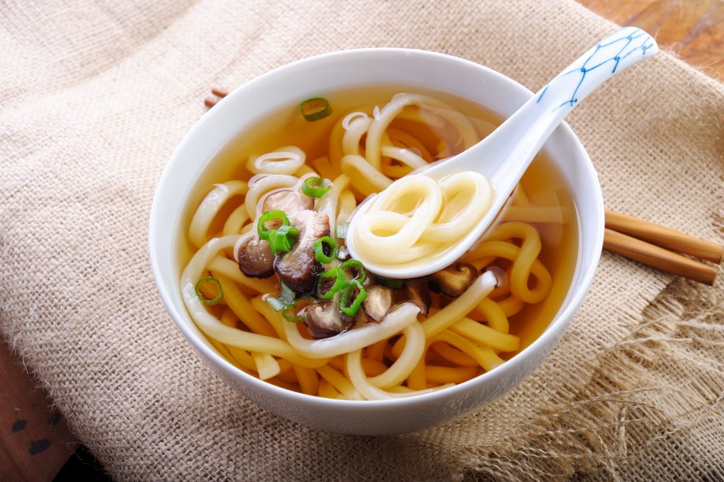 The attractive appearance of Udon noodles.